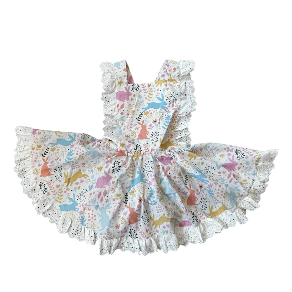 Numi Bunny Floral Ruffle Pinafore 5T